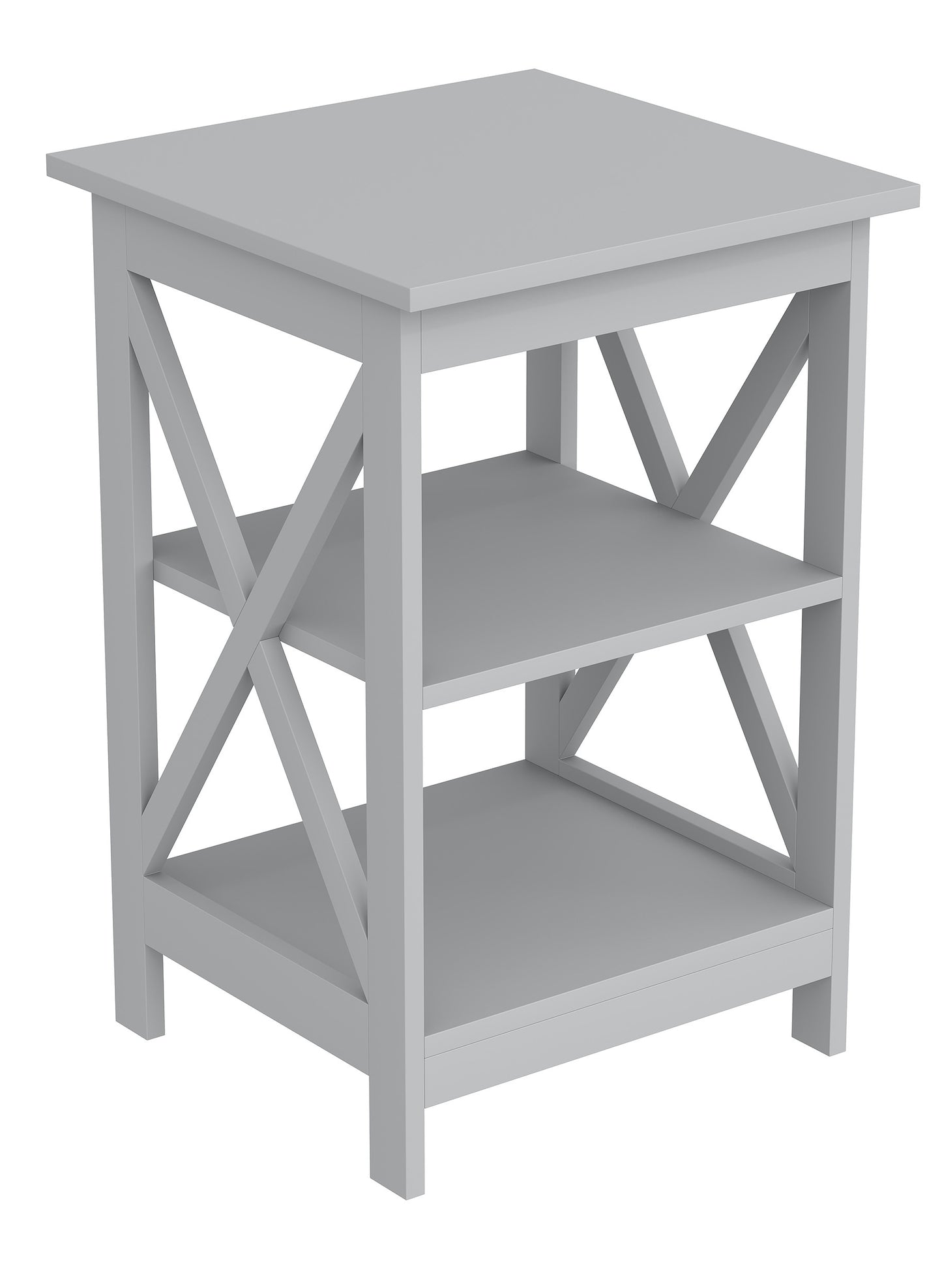 Safdie & Co. End Side Table 15.75" Square Light Grey 2 Shelves