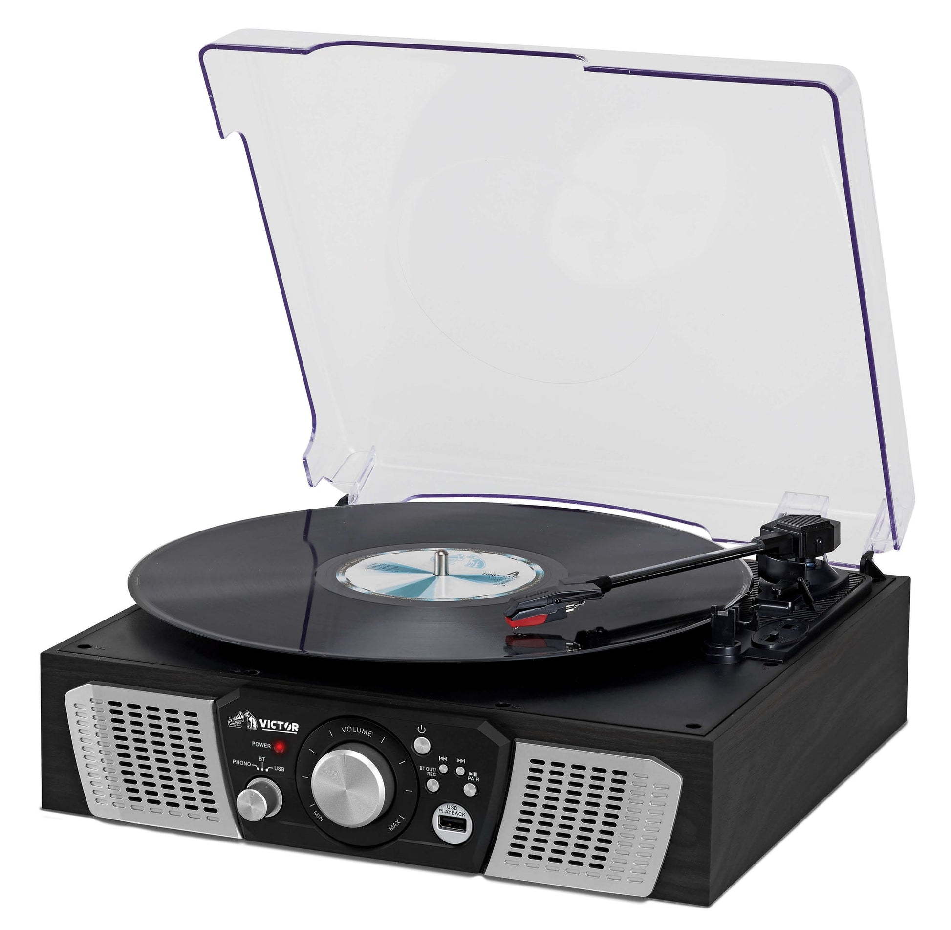 title:Victor Audio Victor Lakeshore 5-in-1 Hybrid Bluetooth Turntable System;color:Black