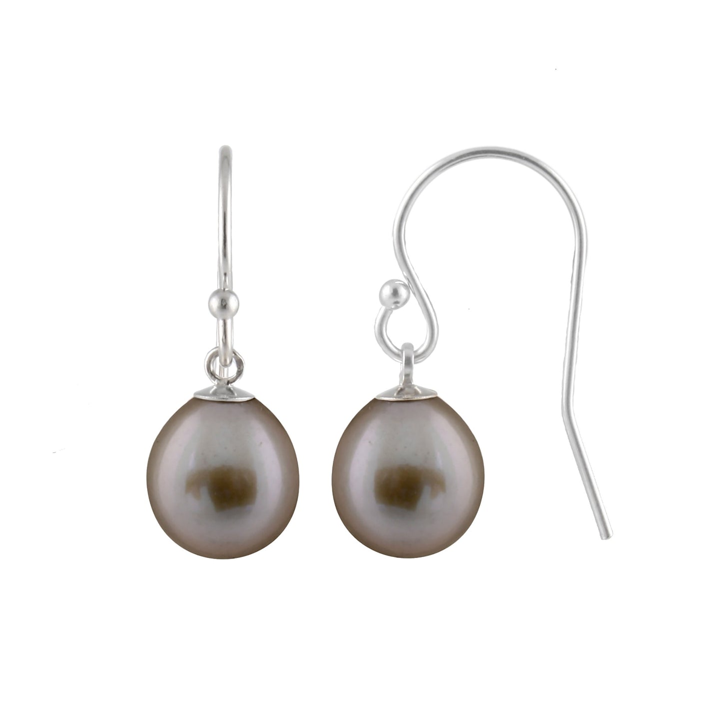 title:Splendid Pearls 7-8mm Drop Shepherd Hook Earrings;color:Gray