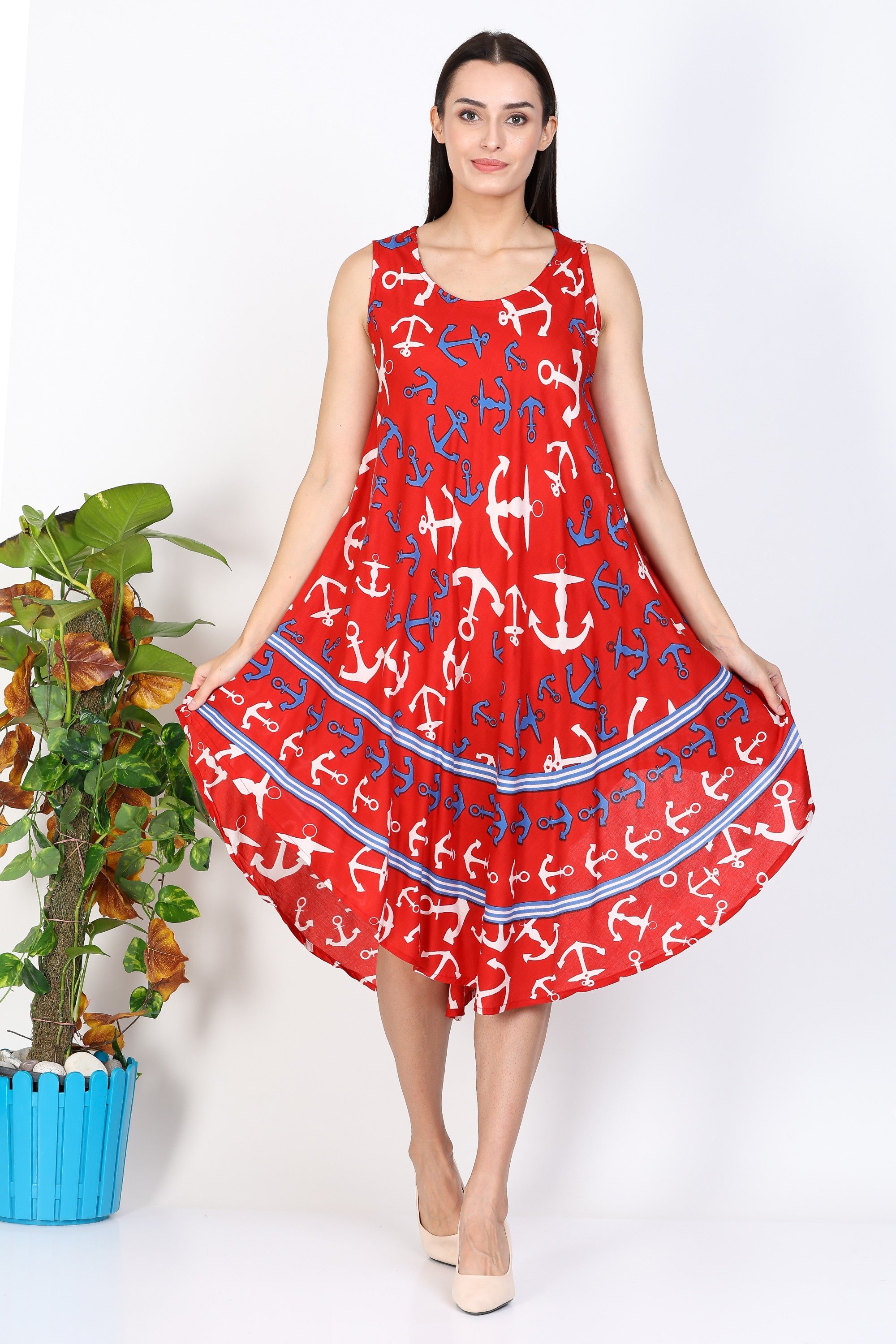 India Blue Women's Nautical Print Dress