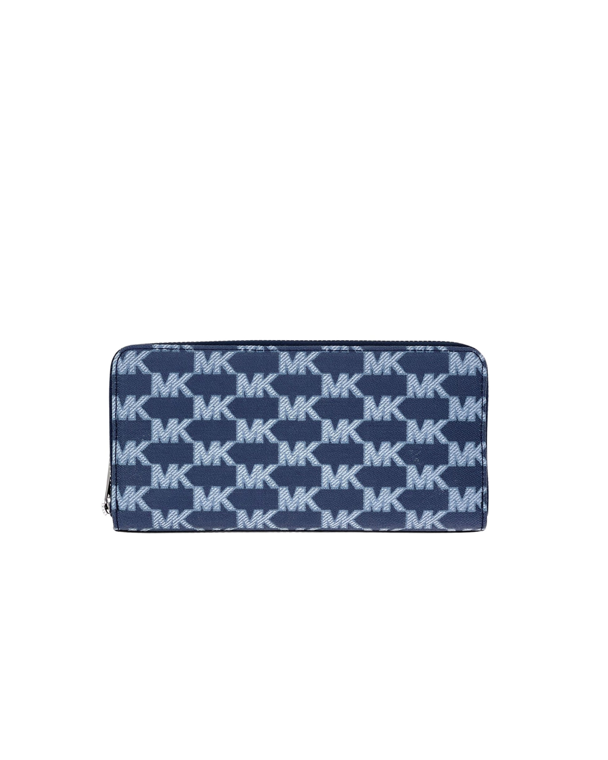 title:Michael Kors Women's Navy Multi Cooper Logo Jacquard Tech Zip Around Wallet;color:Navy Multi