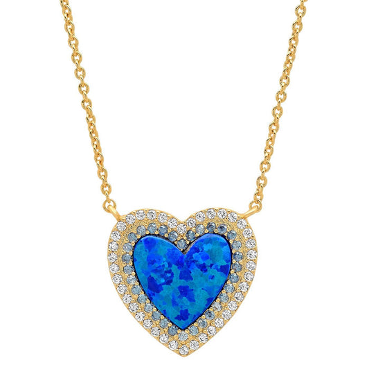 title:Opal Heart Pendant Necklace;color:Gold/OP50