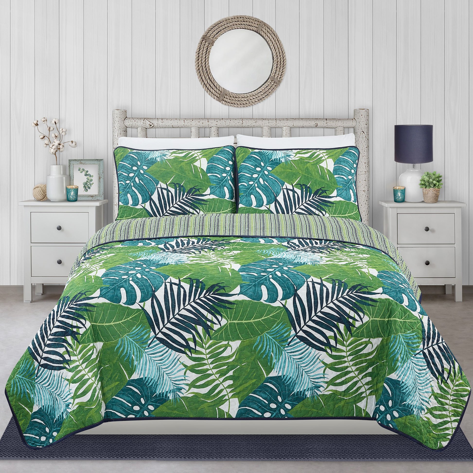 title:Safdie & Co. Quilt 3PC Set DQ Tropical;color:Multi