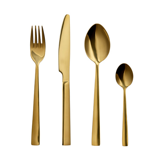 title:Safdie & Co. Flatware Stainless Steel Gold Karat 16PC Set;color:Gold