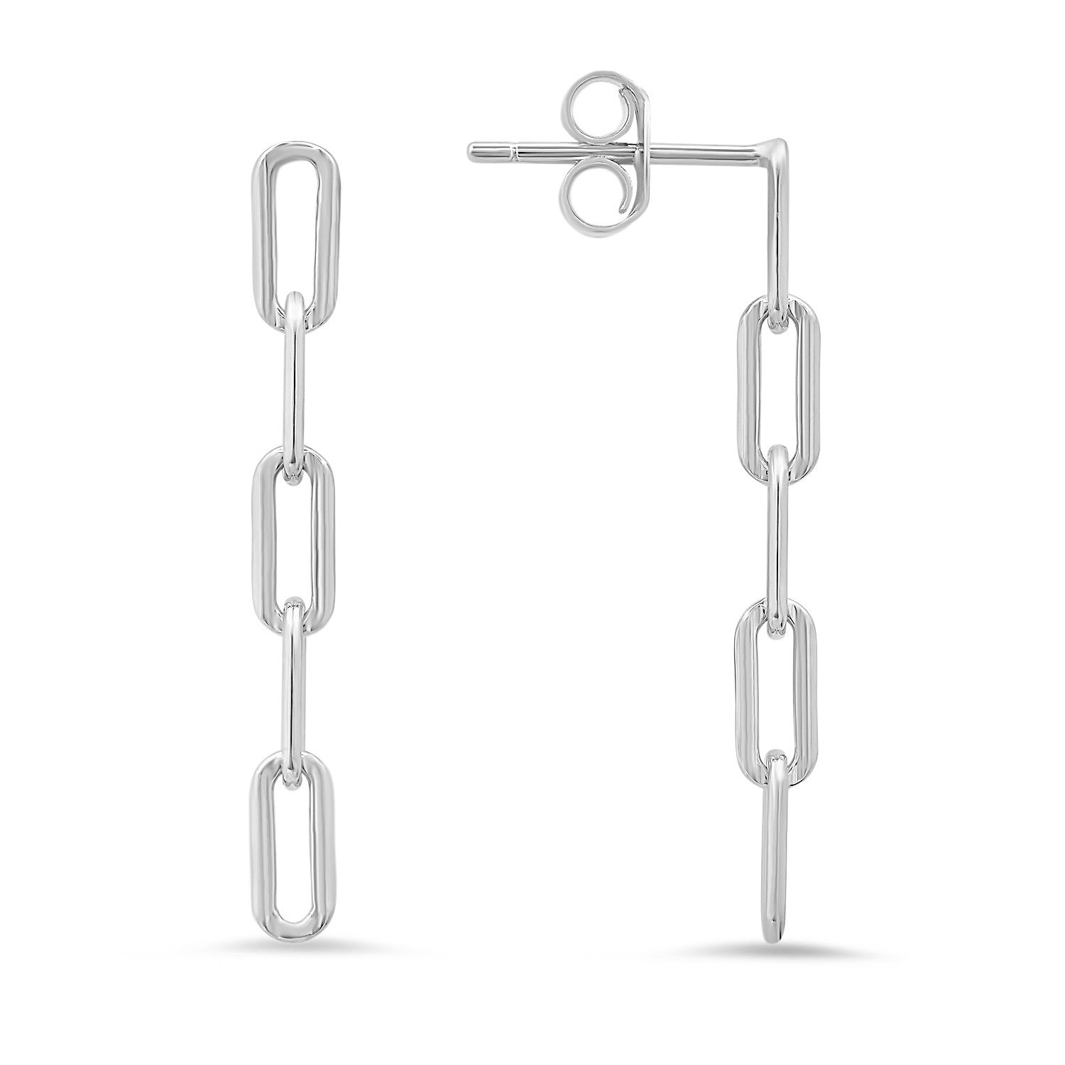 Sterling Silver Dangling Paperclip Earrings - Ruumur