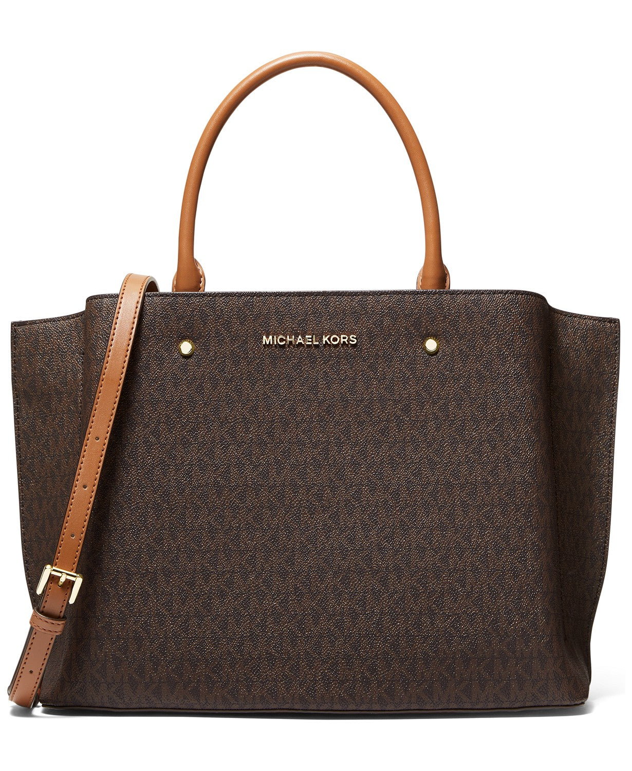 title:Michael Kors Women's Brown & Acorn Arielle Large Satchel;color:Brown / Acorn