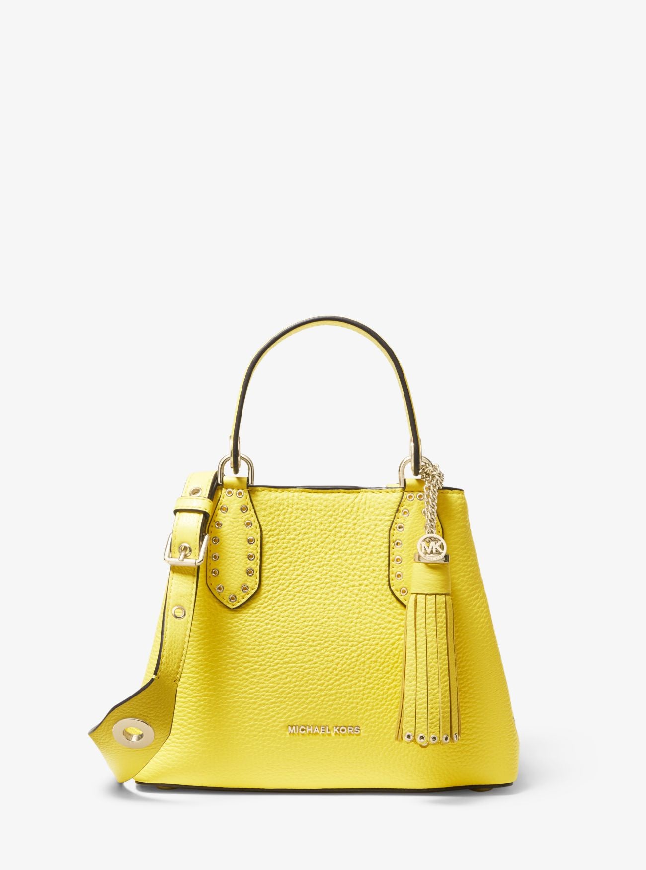 title:Michael Kors Women's Brooklyn Small Pebbled Leather Satchel;color:Sunshine