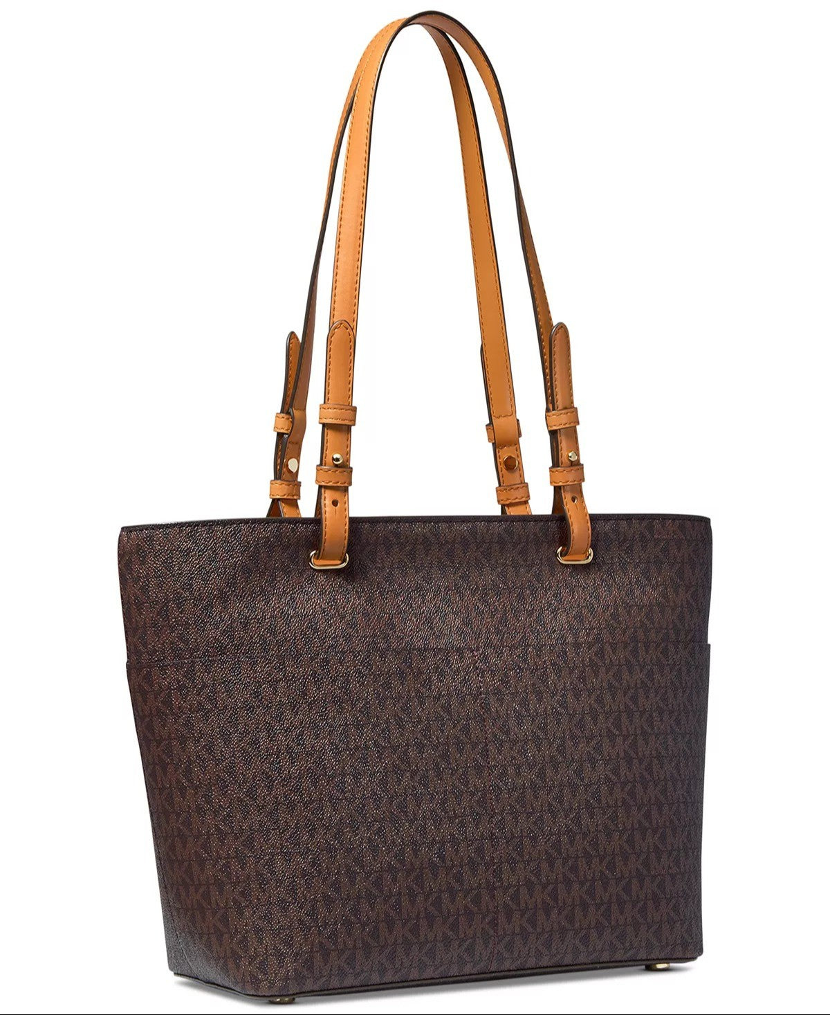 Michael Kors Women's Brown & Acorn Signature Bedford Top Zip Pocket Tote