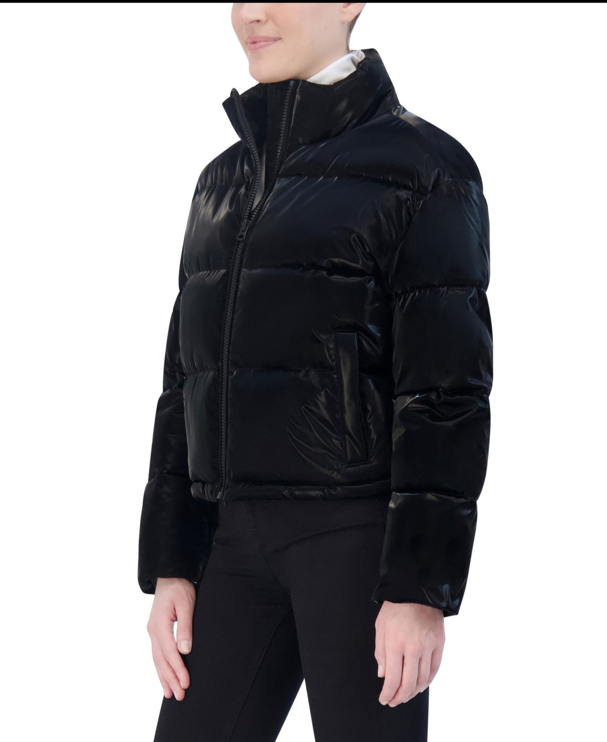 Hudson Jeans Women's Liquid Cire Oversized Short Puffer Jacket