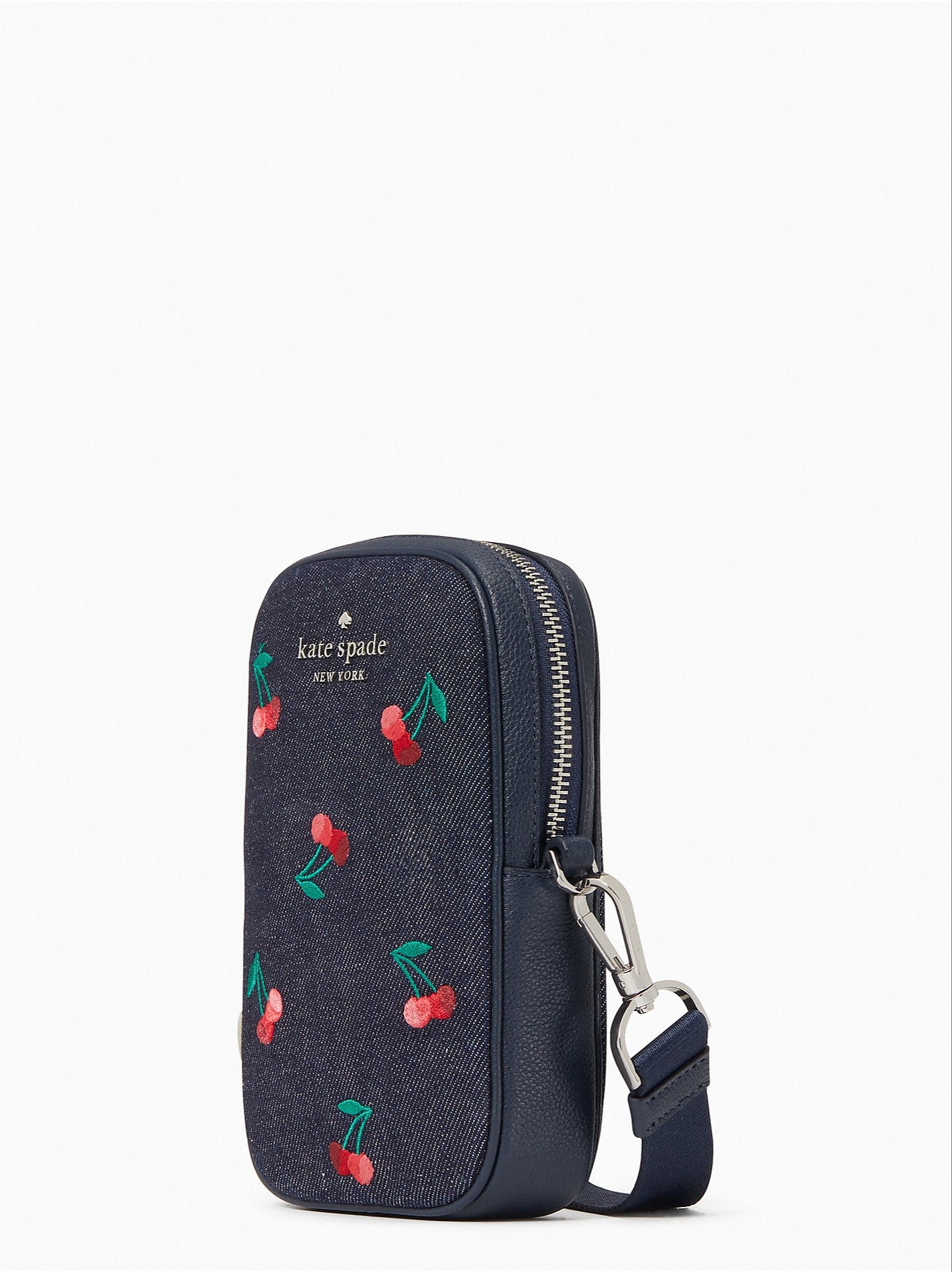 Kate Spade Cherry Embroidered Denim Rosie Phone Crossbody