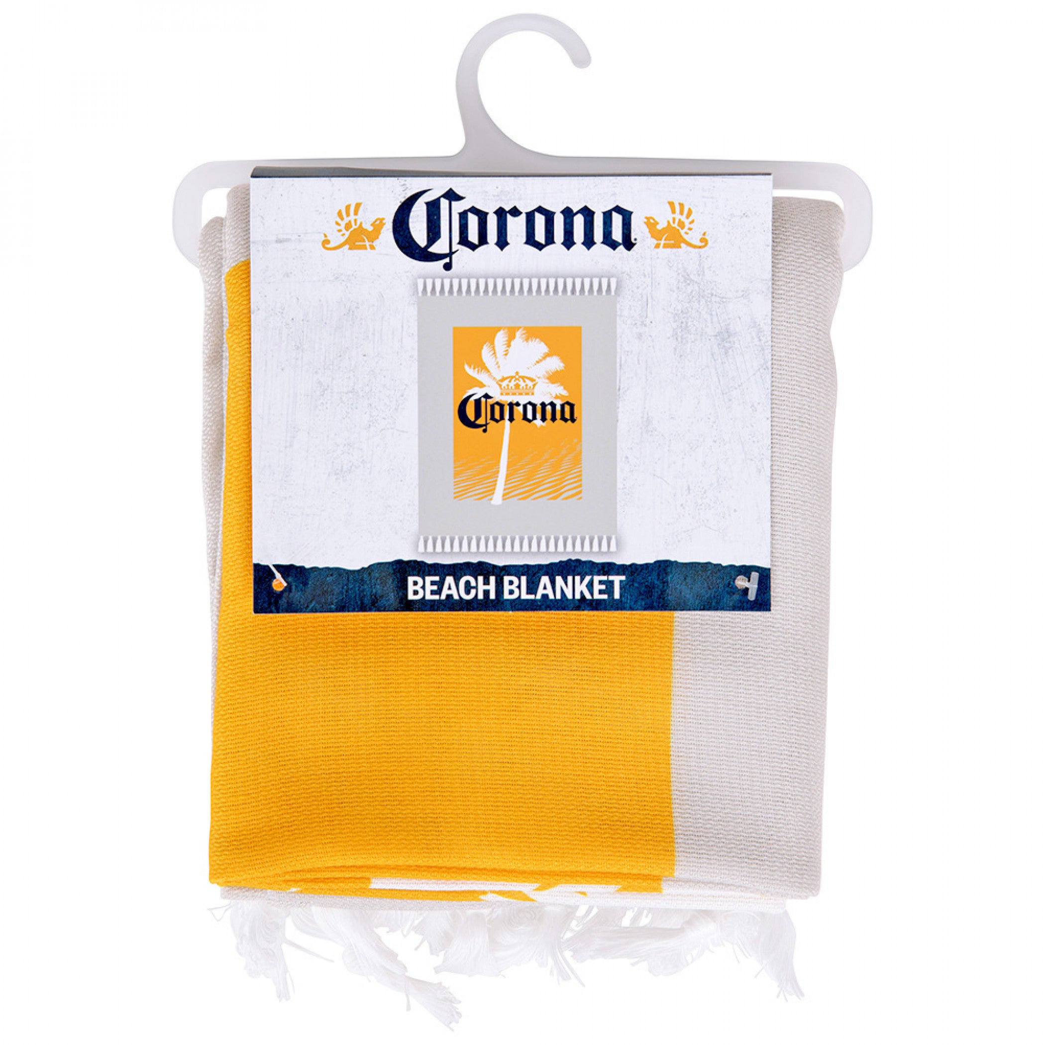 title:Corona Extra Crown Tree Tropical 50"x60" Beach Throw with Tassels;color:Yellow