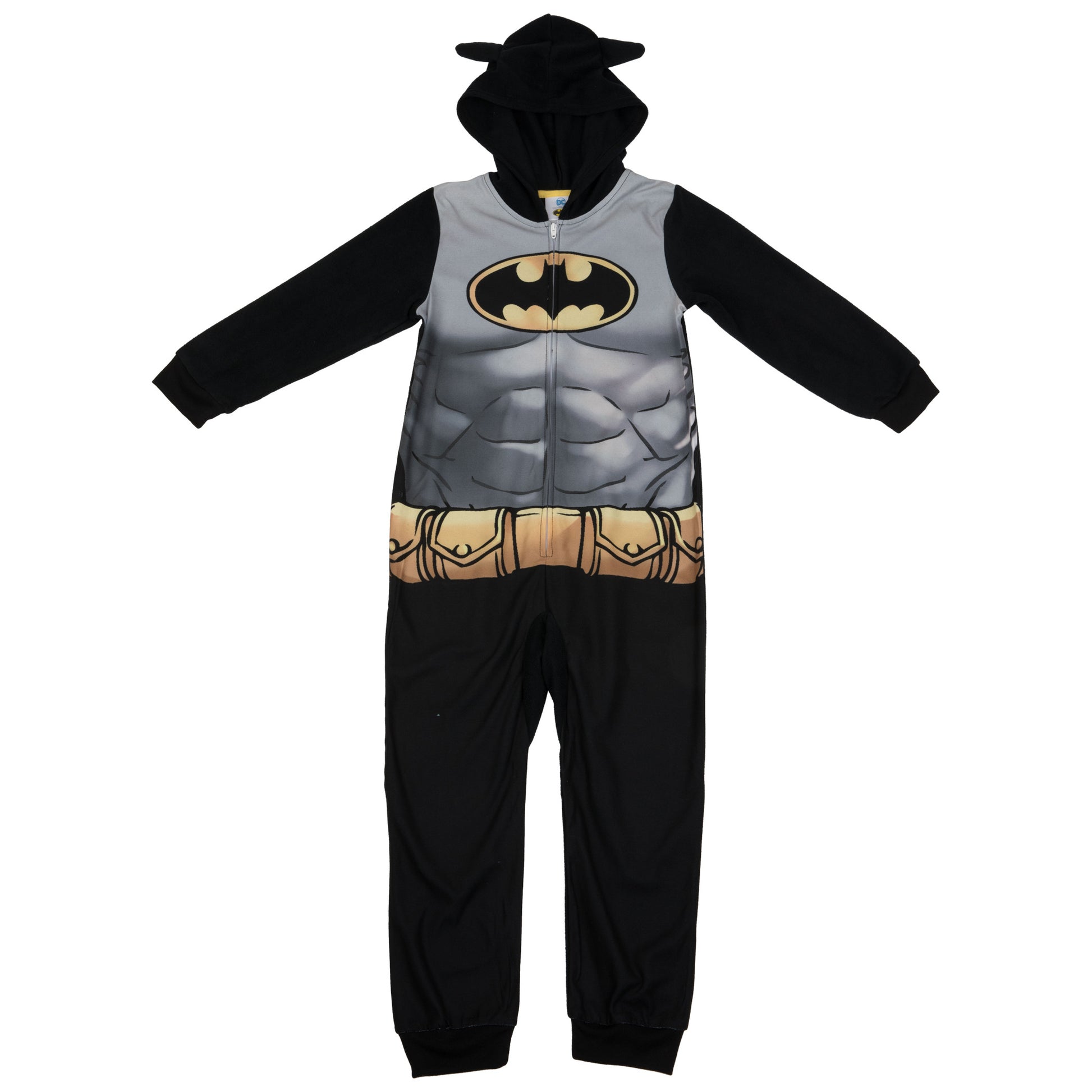 title:DC Comics Batman Character Cosplay Hooded Union Suit Pajamas;color:Black