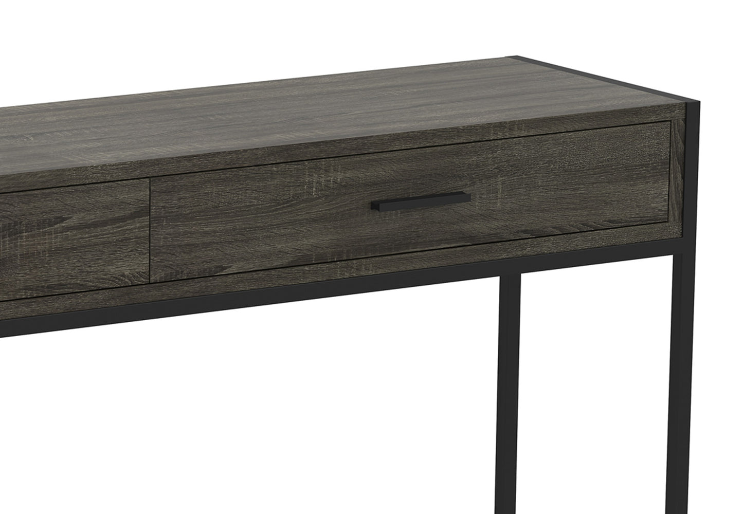 Safdie & Co. Console Table 48L Dark Grey Wood 2 Drawers Black Metal