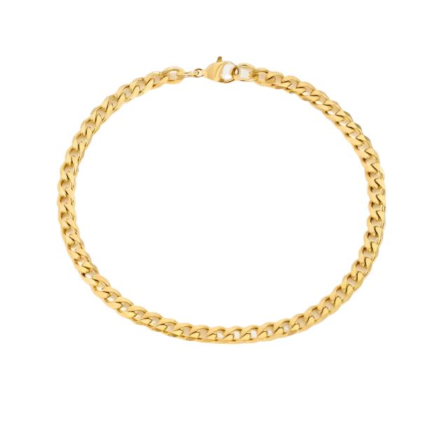 title:Flat Curb Chain Bracelet 8mm;color:Gold