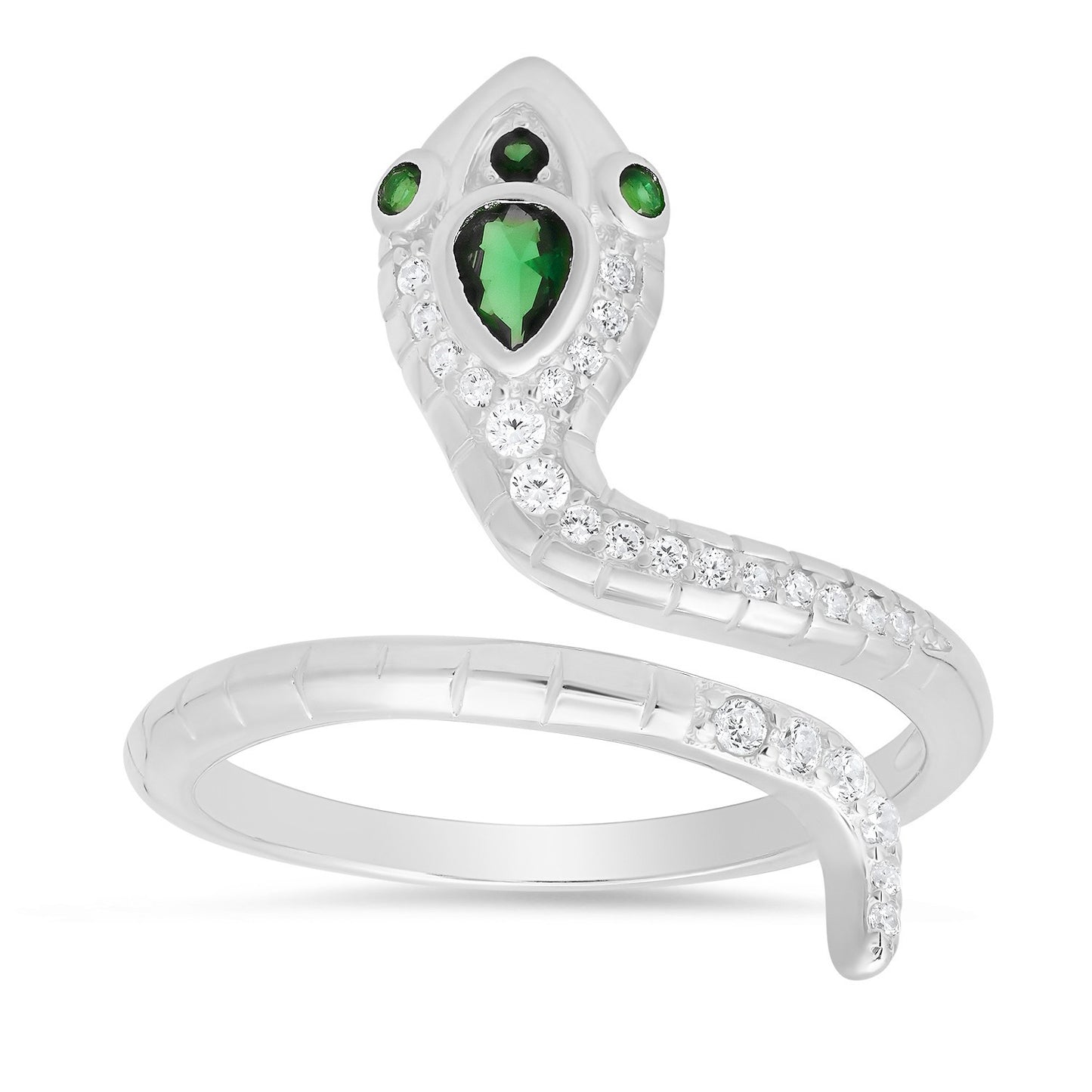 Sterling Silver CZ Snake Ring - Ruumur