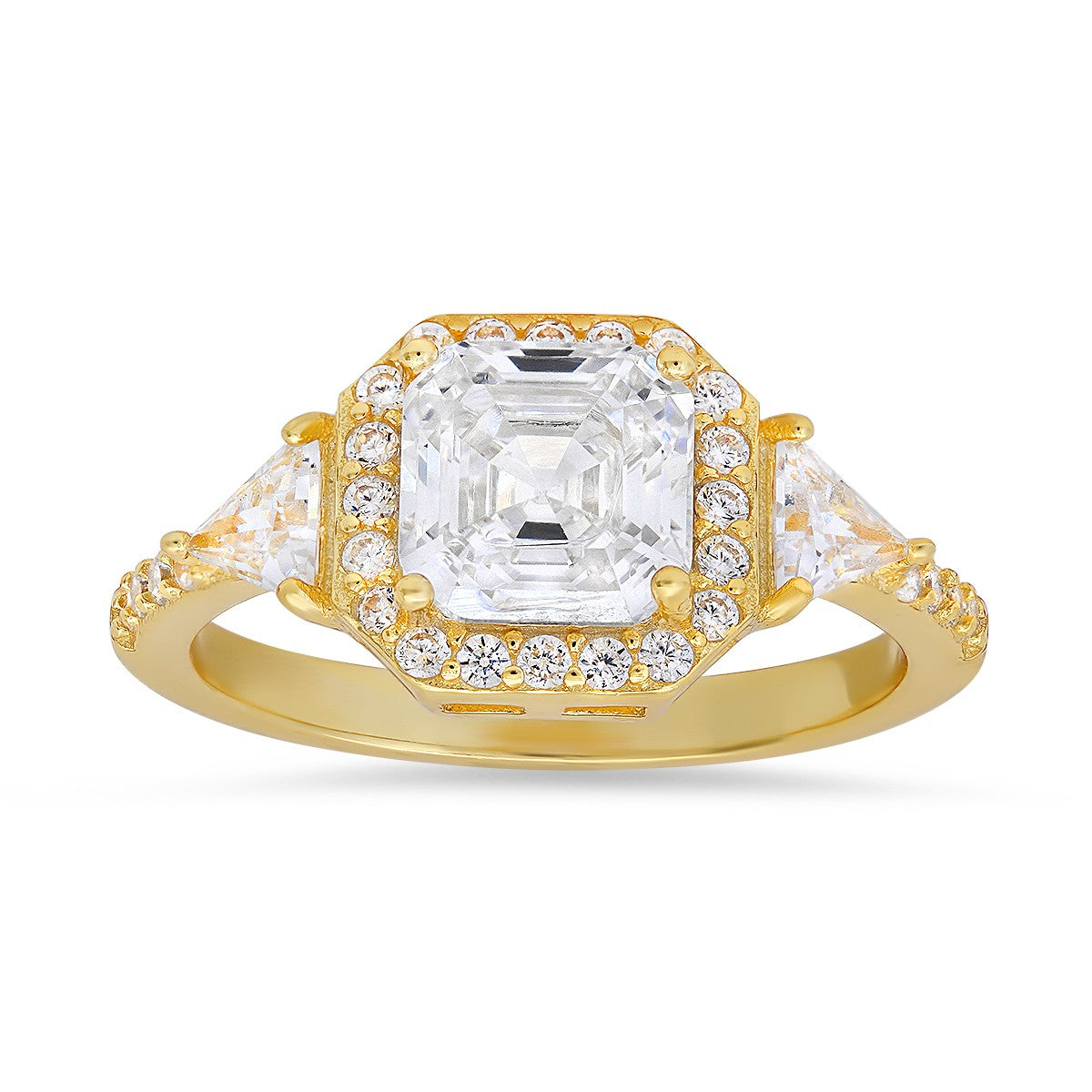 Sterling Silver Asscher-cut Halo CZ Ring