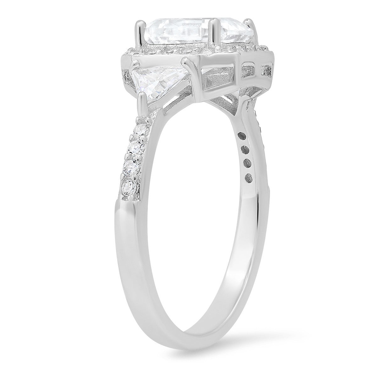 Sterling Silver Asscher-cut Halo CZ Ring