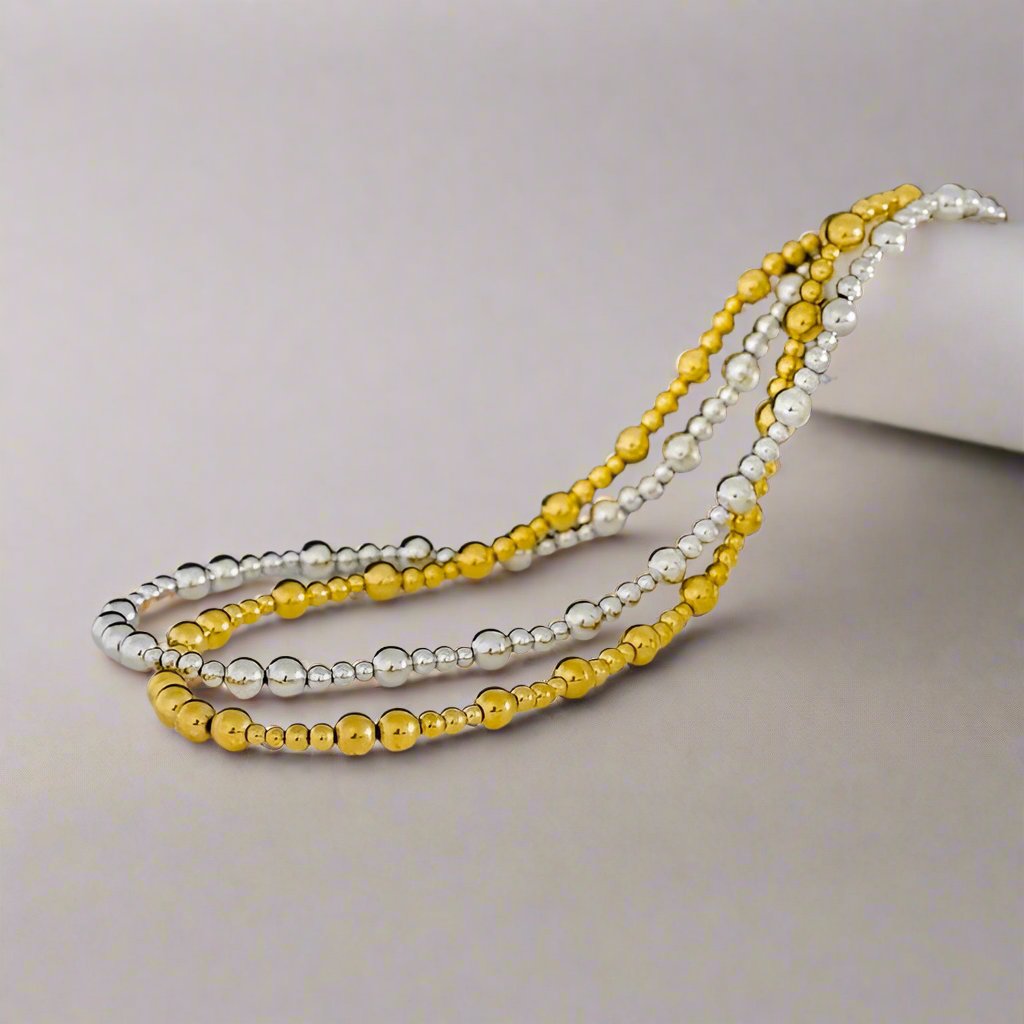 title:Dual Bead Size Collar Necklace;color:Gold