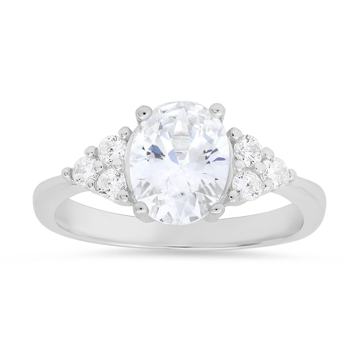 Sterling Silver Oval-cut CZ Ring