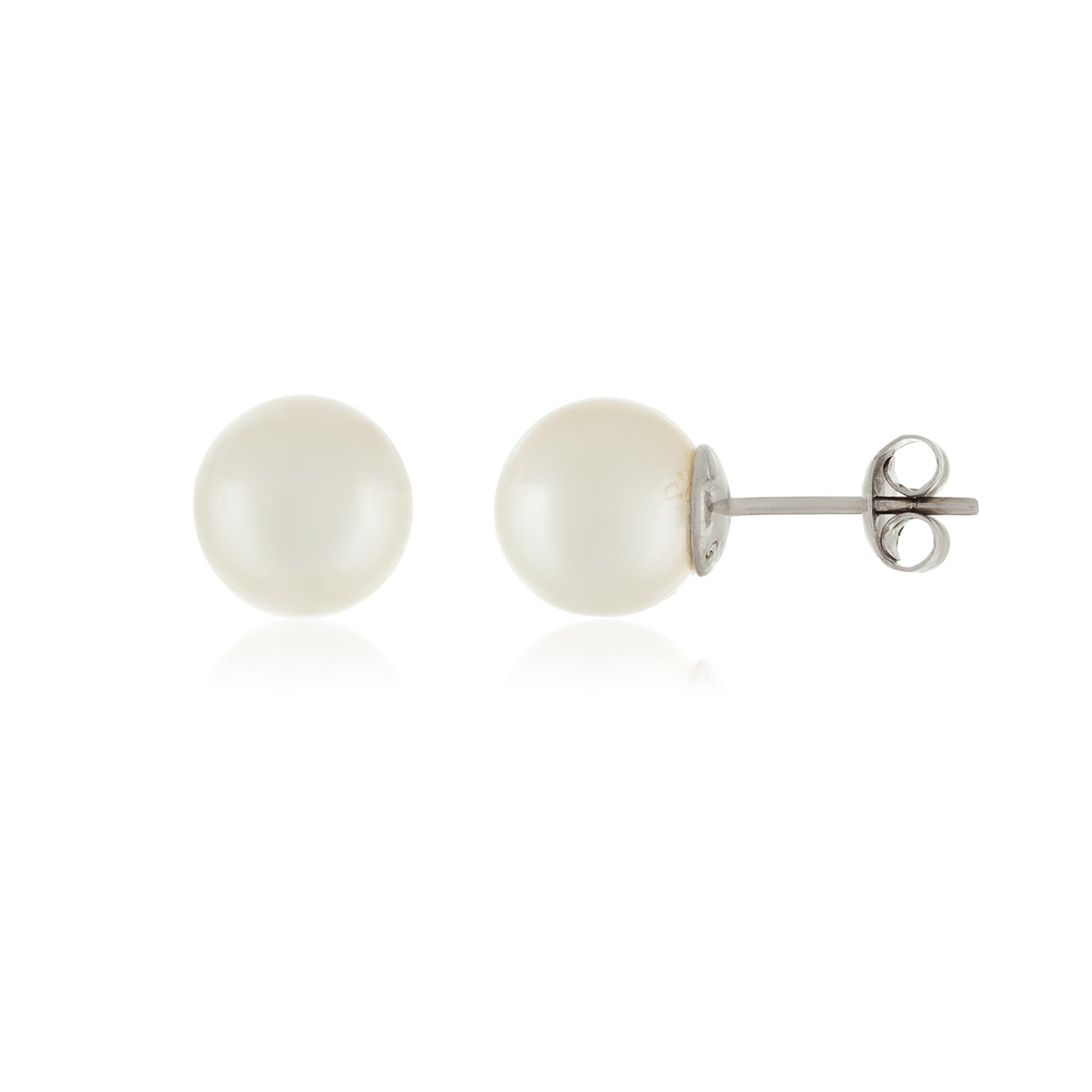 title:Splendid Pearls 9mm White South Sea Earrings;color:White