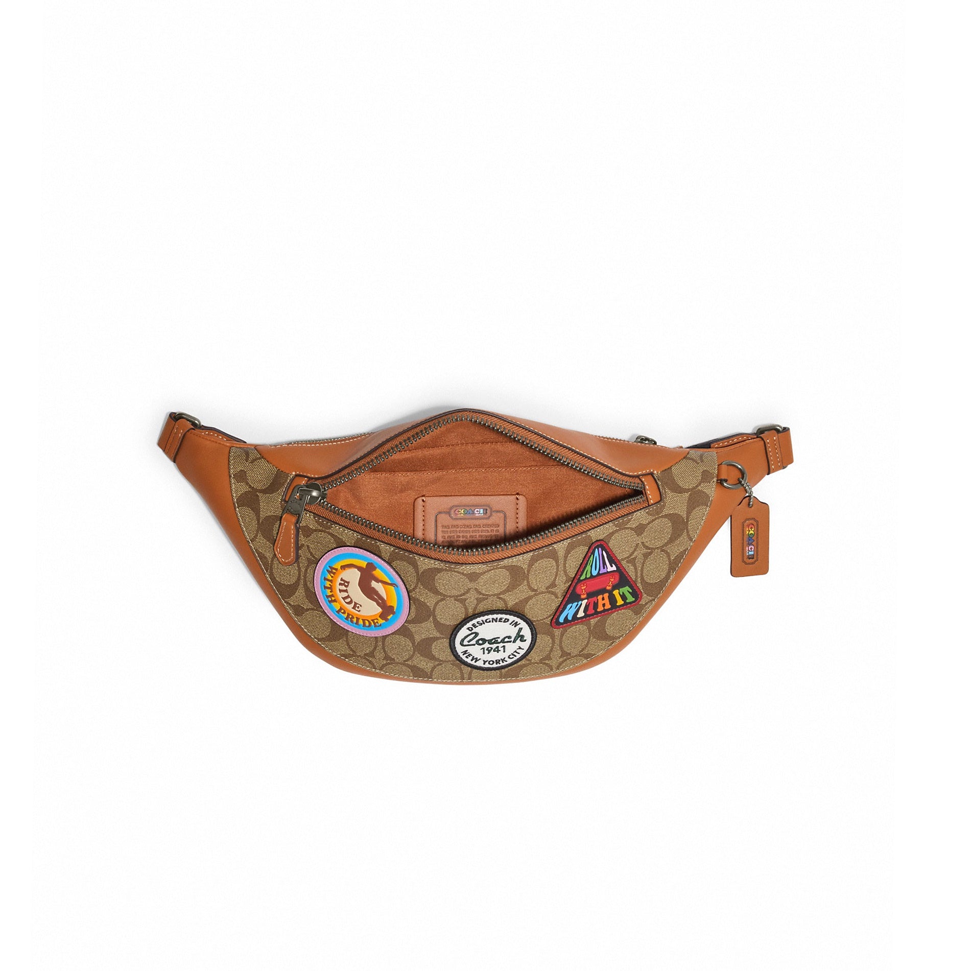 title:Coach Men's Warren Belt Bag In Signature Canvas With Patches;color:Khaki Multi