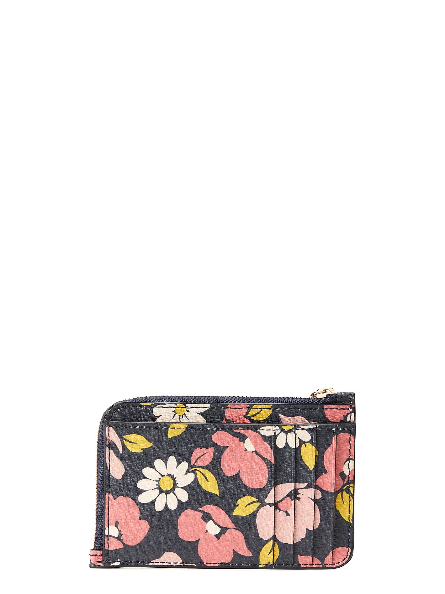 title:Kate Spade Women's Road Trip Floral Medium L-Zip Cardholder;color:Blue Multi