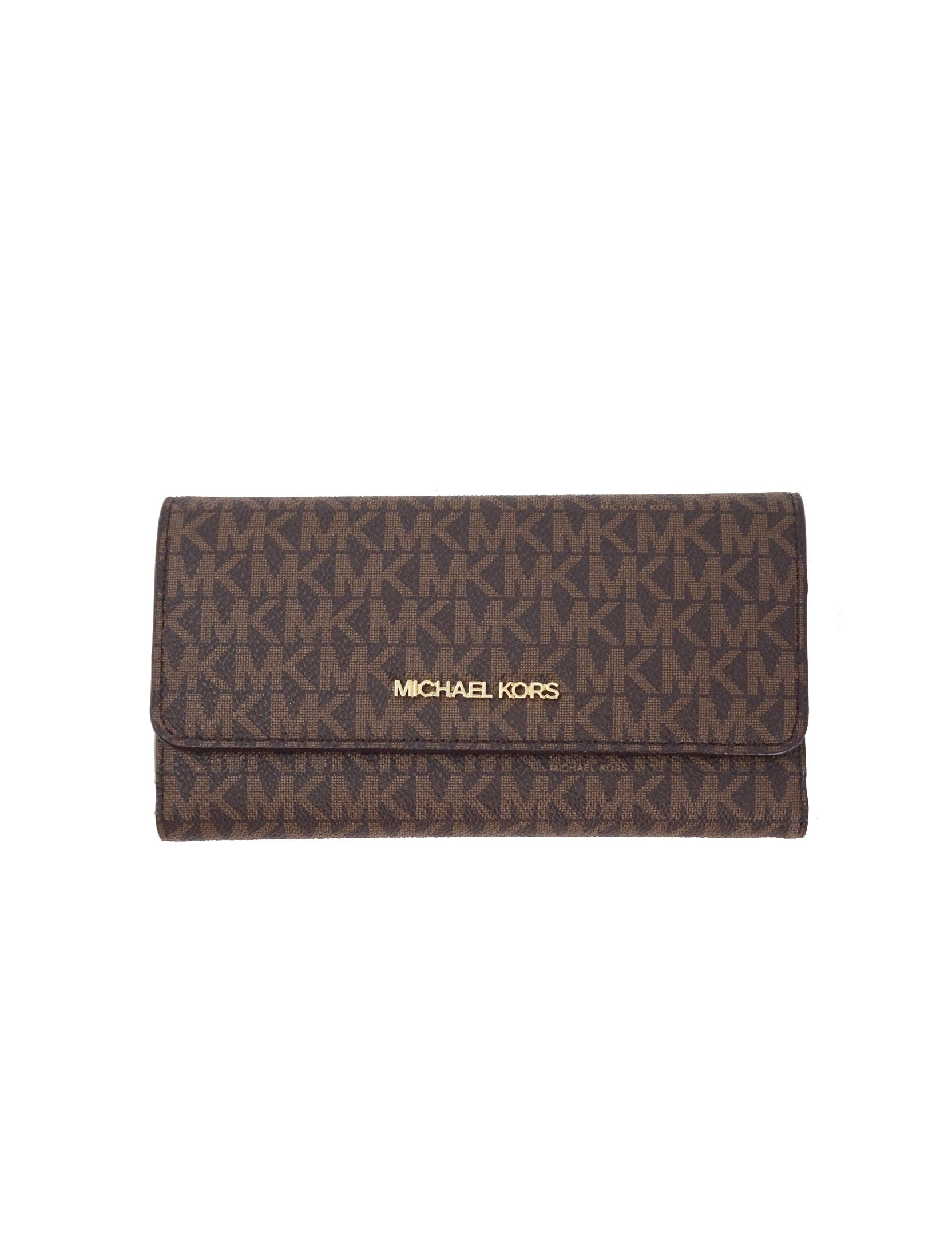 title:Michael Kors Women's Brown Jet Set Travel Trifold Wallet;color:Brown