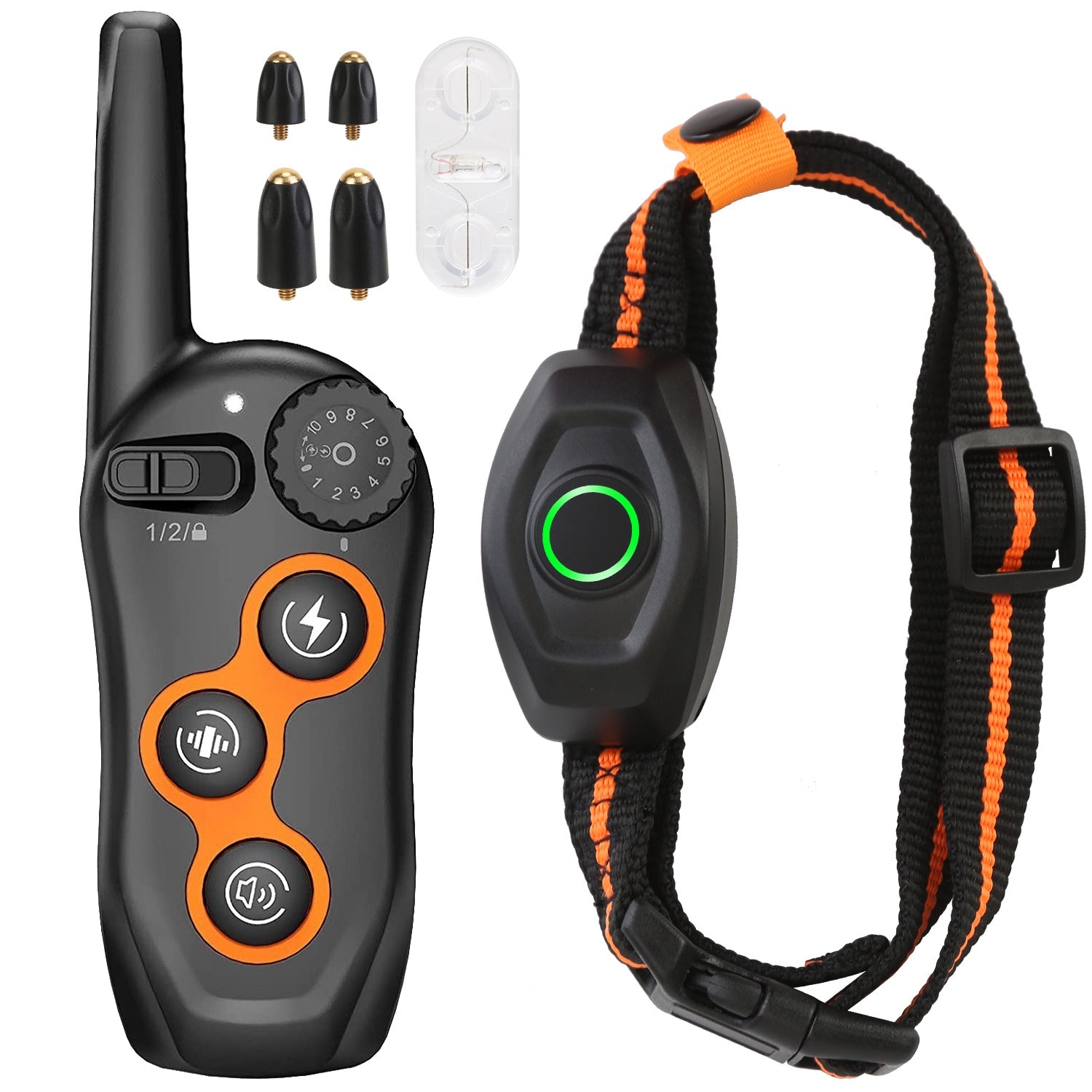 title:Fresh Fab Finds IPX7 Waterproof Dog Training Collar with Remote Rechargeable Electronic Shock Collar for Dogs Beep Vibration Shock for small Medium Large Dogs;color:Black