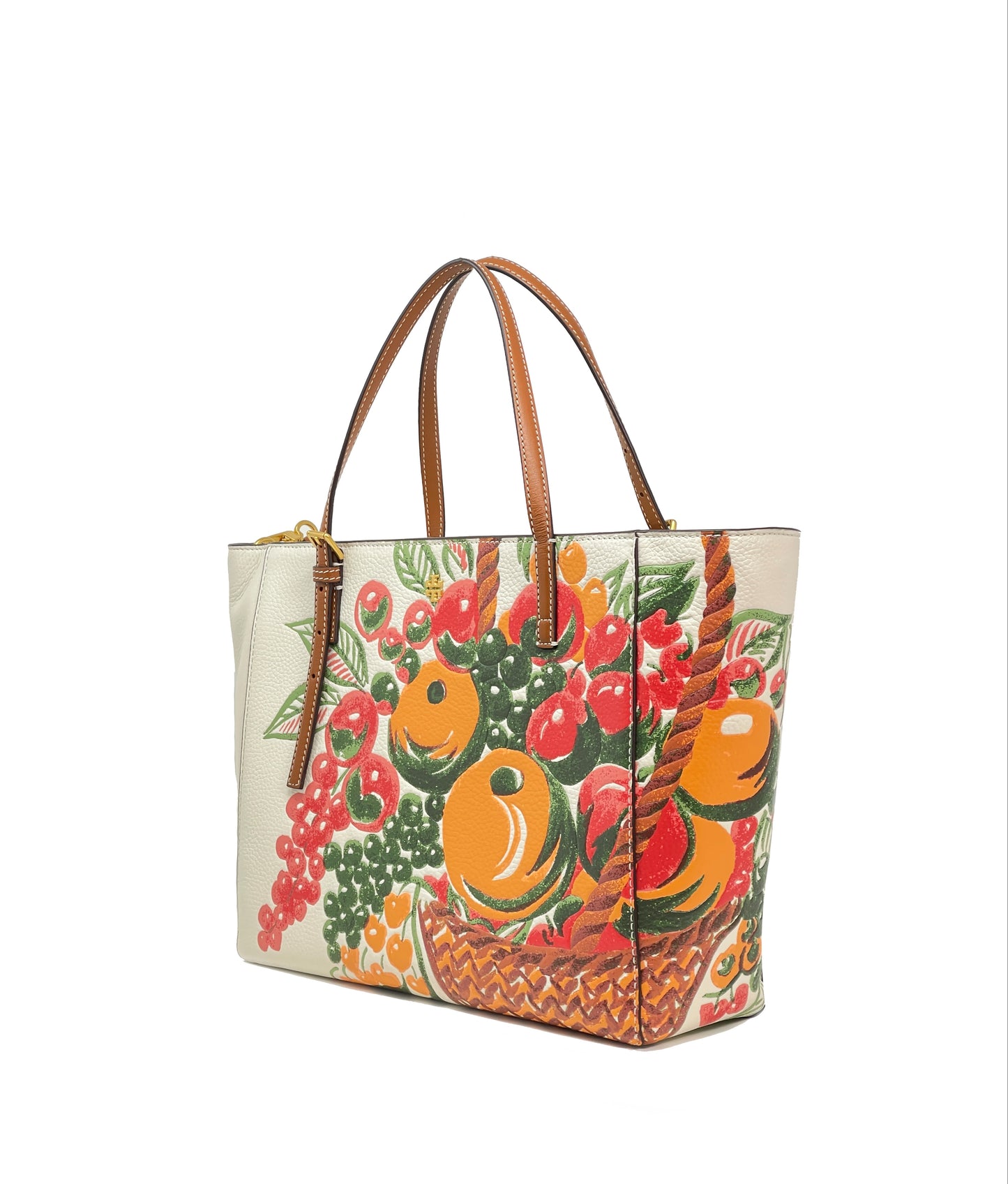 Tory Burch Snow White / Fruit Basket Emerson Printed Small Tote