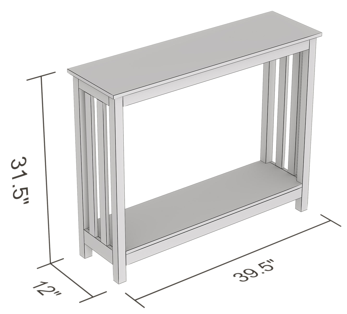 Safdie & Co. Console Table 39" Light Grey 1 Shelf, Entryway or Sofa Table for Living Room