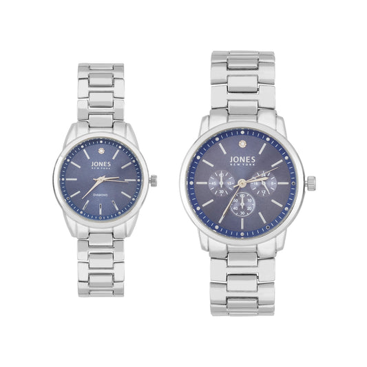 Jones New York Unisex Blue/Silver His & Hers Watch Set