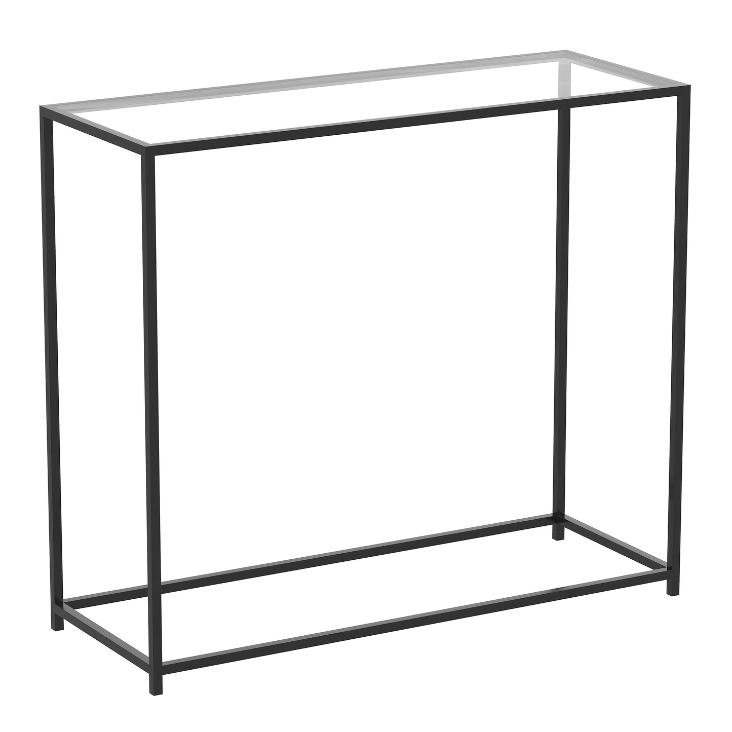 Safdie & Co. Console Table 31" Glass Black Metal, Entryway or Sofa Table for Living Room