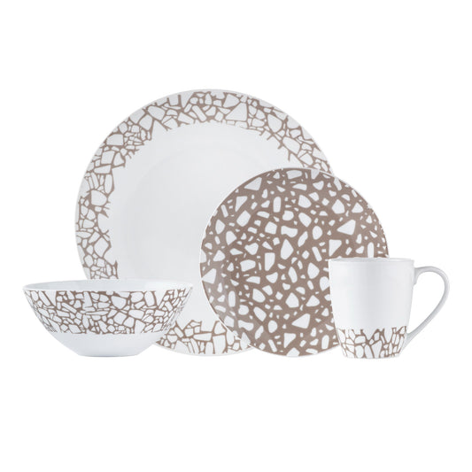 title:Safdie & Co. Dinnerset 16PC Terrazzo Beige;color:Beige