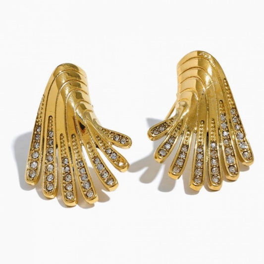 18K Gold Plated Golden Cascade Pavé Earrings