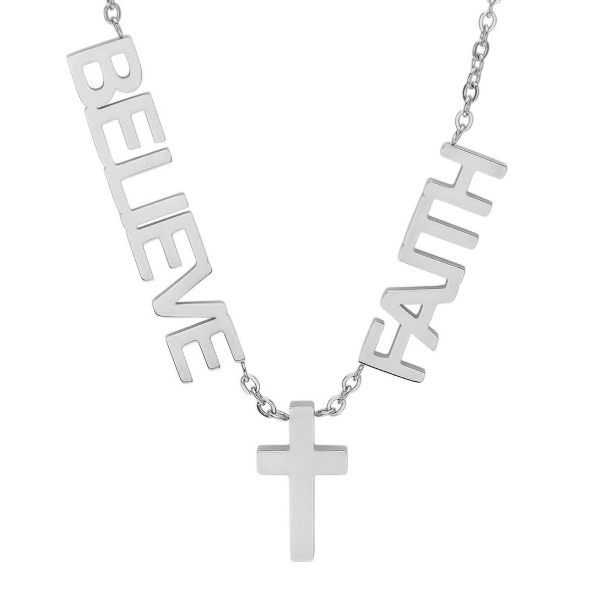 Faith, Believe & Cross Necklace