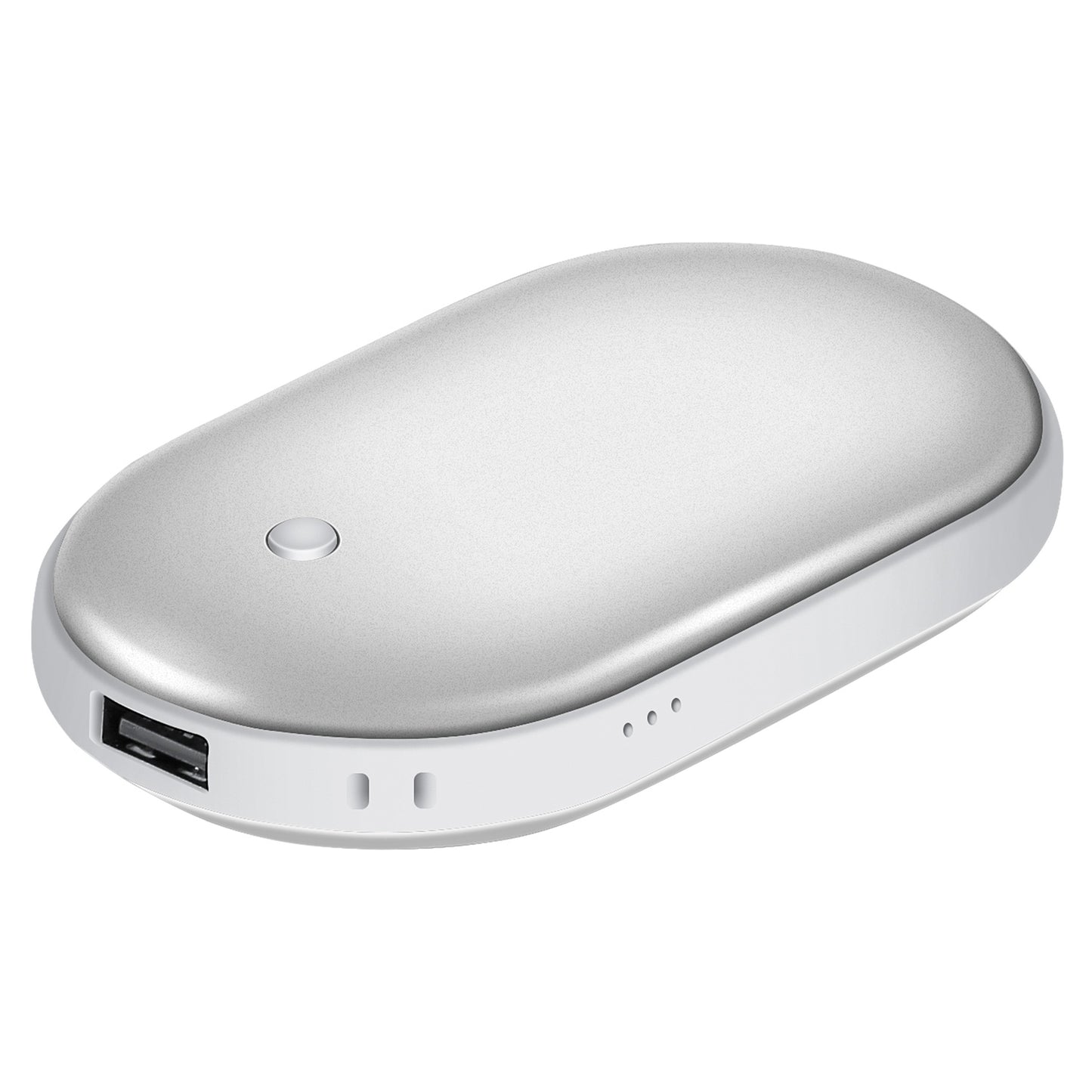 title:Portable Hand Warmer 5000mAh Power Bank Rechargeable Pocket Warmer Double-Sided Heating Handwarmer;color:Silver