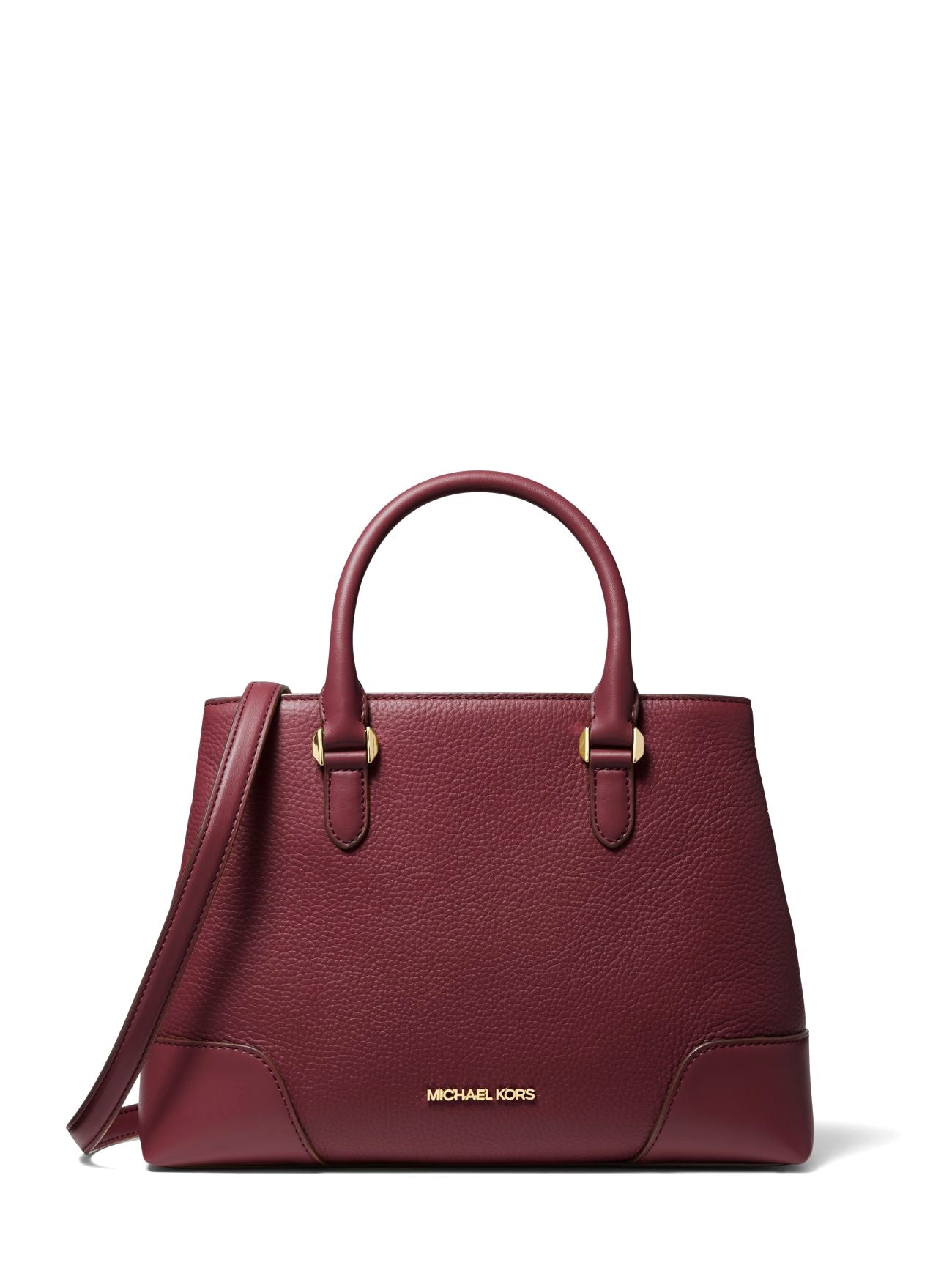 title:Michael Kors Women's Merlot Crosby Medium Pebbled Leather Satchel;color:Merlot