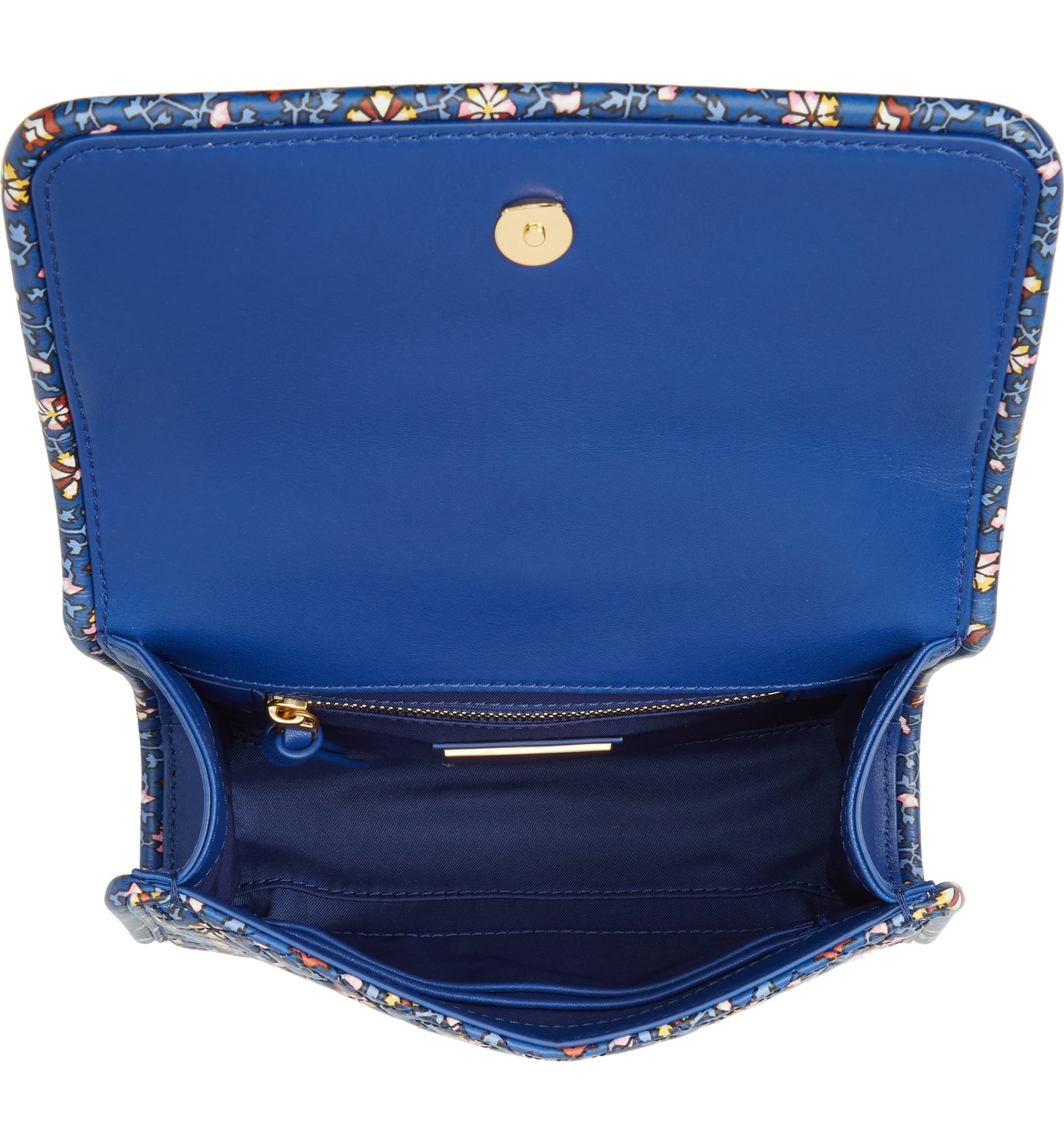 Tory Burch Blue Wild Pansy Fleming Printed Small Convertible Shoulder Bag