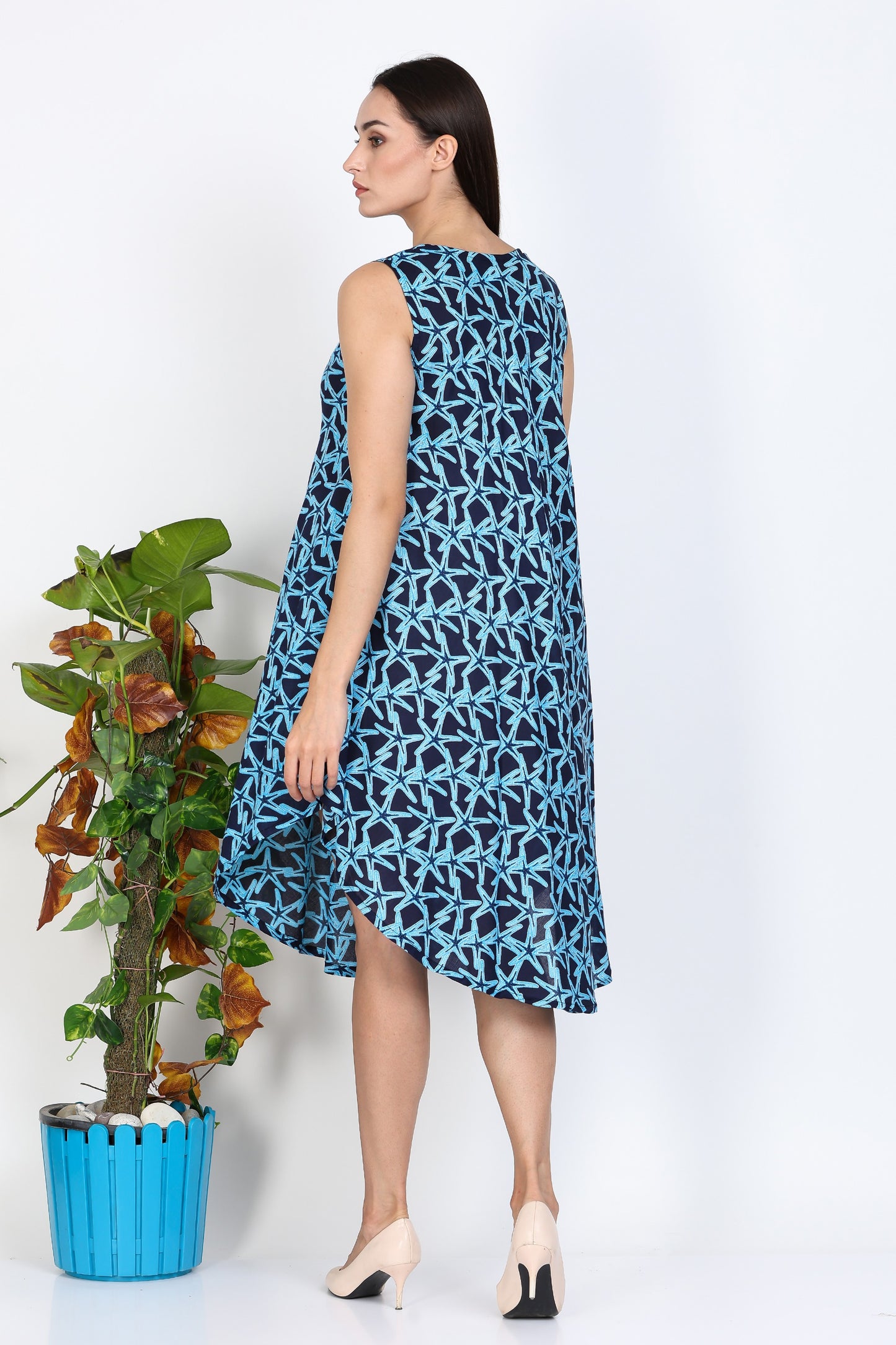 India Blue Women's Starfish Print Dress