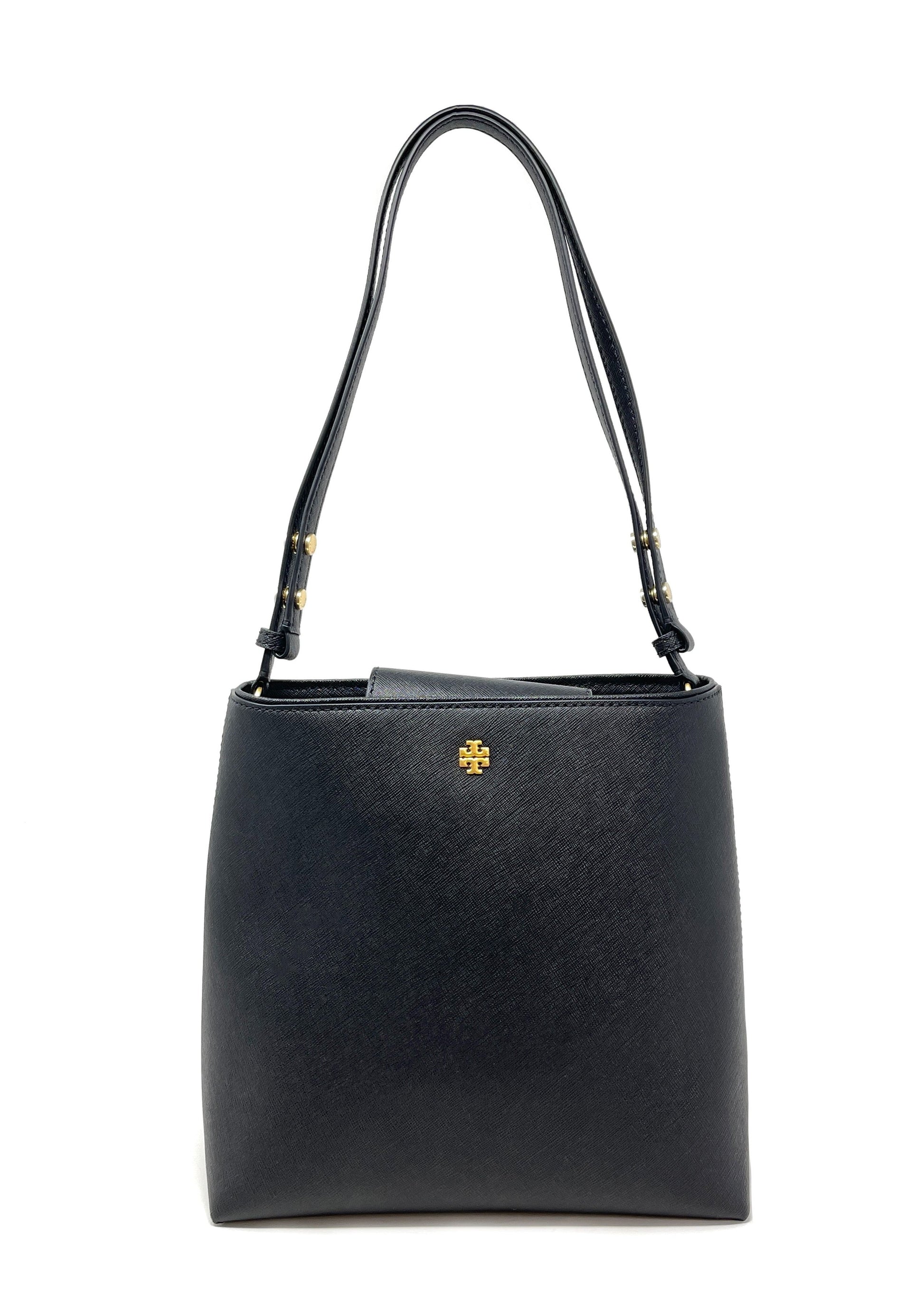 title:Tory Burch Black Emerson Bucket Bag;color:Black