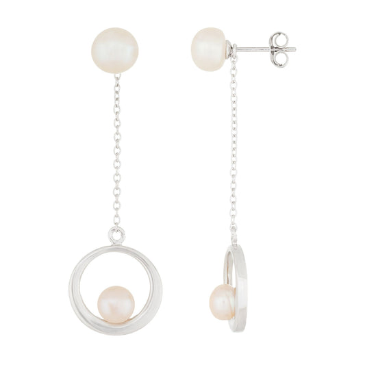 title:Splendid Pearls Sterling Silver Pearl Earrings ESR-486;color:White