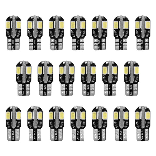 title:20Pcs T10 SMD5730 LED Light Bulbs 6000K Wedge Light Lamps Dome Map License Plate Car Interior Festoon Lights Kits;color:not applicable