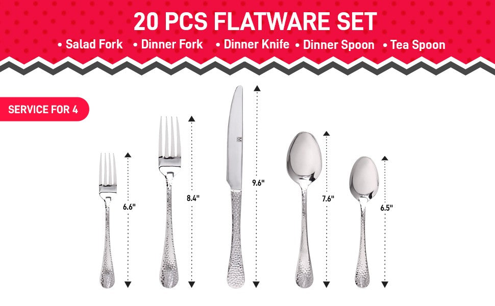 Safdie & Co. Silverware Flatware Cutlery Stainless Steel 60 piece Set Chicago