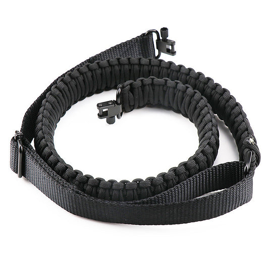 title:Tactical Paracord Sling Adjustable Paracord Strap Gun Belt Rifle Gun Sling w/ Dual Point 360 Degree Swivel Rotating Latches;color:Black