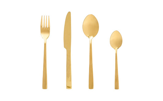 Safdie & Co. Silverware Flatware Cutlery Stainless Steel Mirror Gold Gourmet 16 piece Set Rome