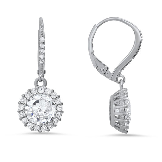 title:Sterling Silver CZ Halo Leverback Earrings;color:not applicable