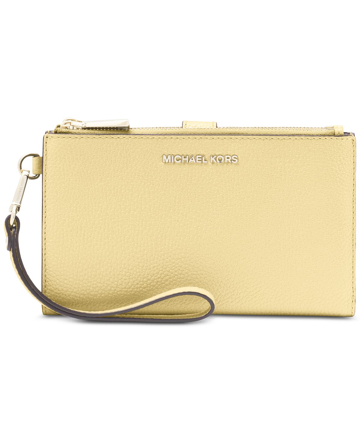 Michael Kors Adele Double-Zip Pebble Leather Phone Wristlet– Ruumur