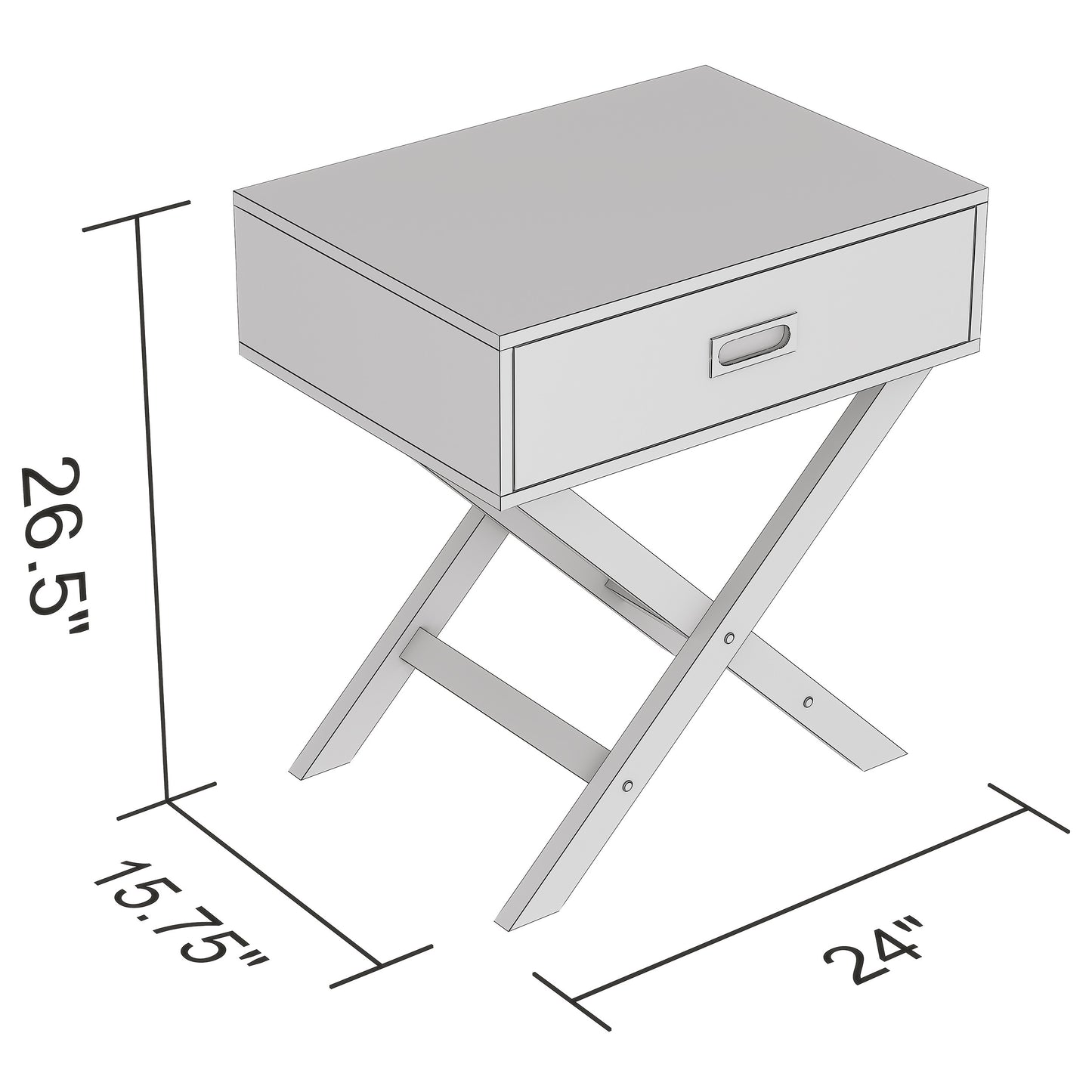 Safdie & Co. End Side Table 24" White 1 Drawer