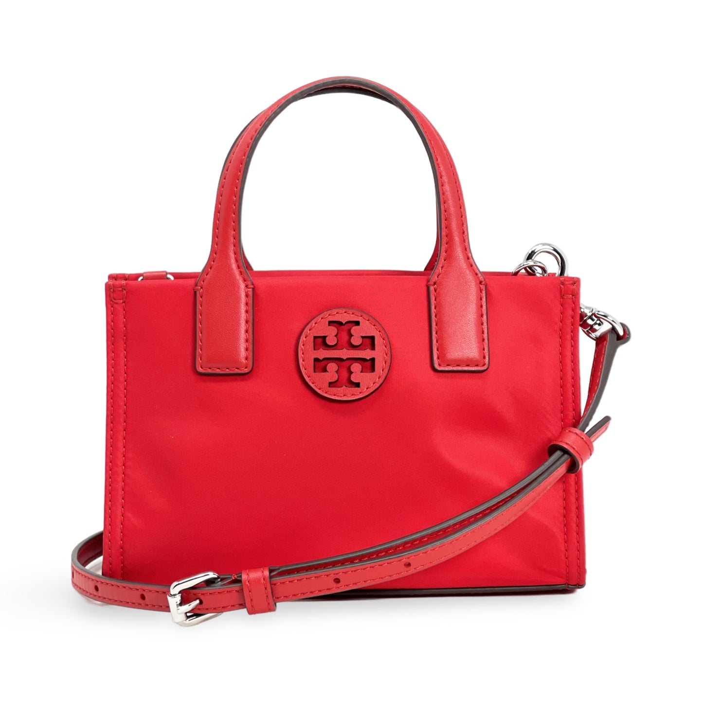 title:Tory Burch Women's Ella Extra Small Top Zip Nylon Crossbody Bag;color:Brilliant Red