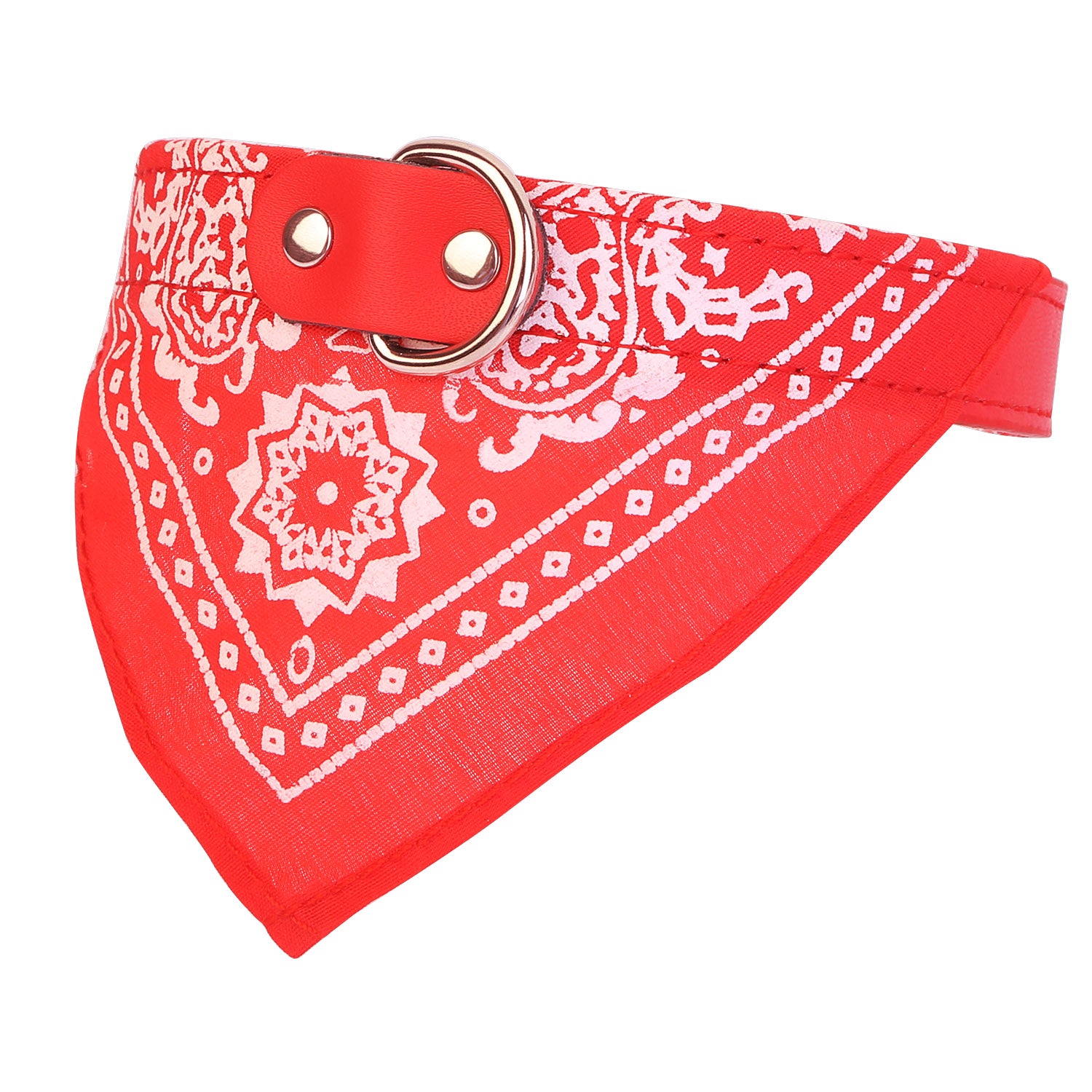 title:Adjustable Bandana Leather Pet Collar Triangle Scarf;color:Red